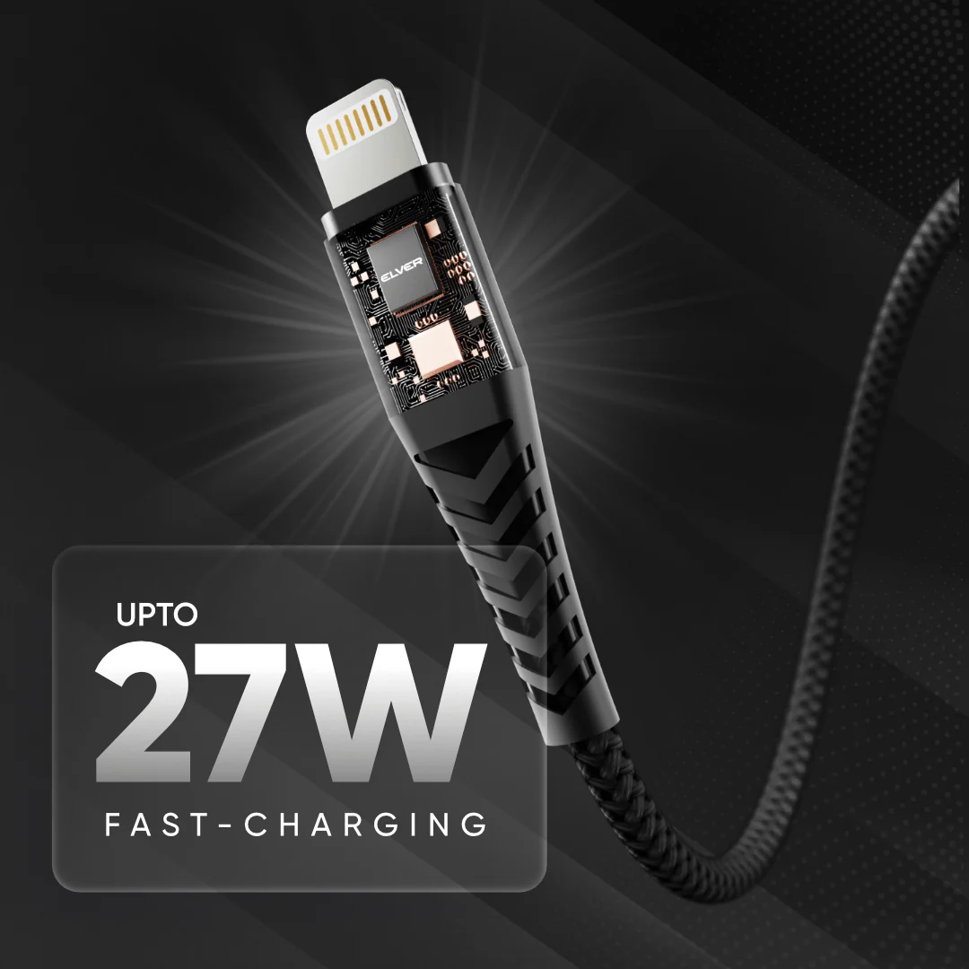 Elver USB-C to Lightning Cable | 1.2M Length, Upto 27W - Image 3
